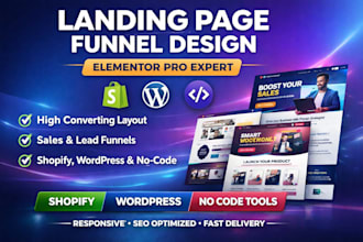 design landing page funnel elementor pro for shopify wordpress no code tools