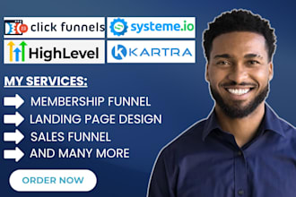 sales or membership funnel landing page on gohighlevel clickfunnels systeme io