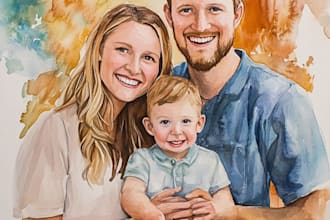 make watercolor family portrait