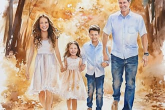 create a watercolor family portrait