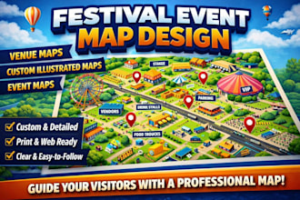 design festival map, event map, venue map, custom illustrated map