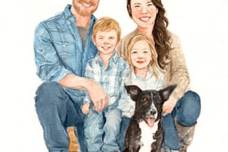 make watercolor family portrait