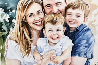 make watercolor family portrait
