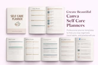 design canva editable digital planner, self care and wellness planners, etsy