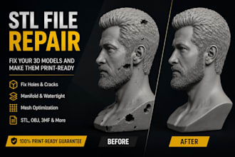 create, repair, edit, convert and modify stl file for 3d printing