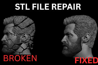 do stl file repair, convert, edit and split stl files ready for 3d printing