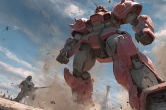 draw mecha robot,armor,gundam in anime or realism style