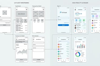 create UX wireframes and UI design
