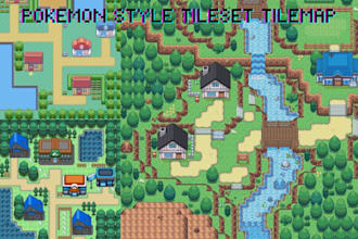 create top down pixel art tileset tilemap pokemon style tileset for fan game