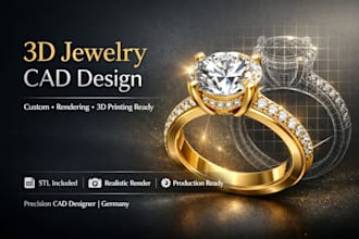 create 3d jewelry design, custom jewelry modeling and rendering for 3d printing