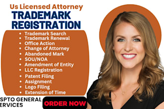 be US trademark attorney, do trademark registration, office action, renew or sou