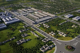 design 3d urban masterplan residential township site plan rendering house layout