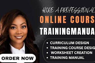 create training manual, online course, training course, user guide and workbook