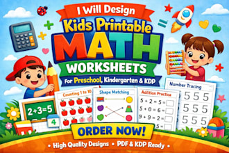 design kids printable math worksheets for preschool kindergarten and KDP
