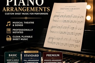 create a professional piano arrangement for singers, auditions and performance