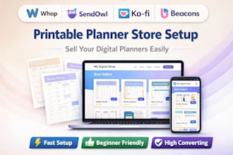 design payhip whop sendowl beacons printable planner digital product store