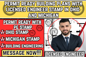 permit ready building plans with licensed engineer stamp in ohio and michigan