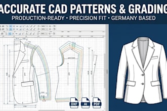 create sewing patterns and grading for all types of apparel and seamless pattern