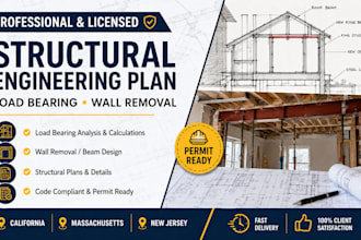 design structural engineering plans for load bearing wall removal in ca ma nj