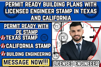 permit ready building plans with licensed engineer stamp in texas and california