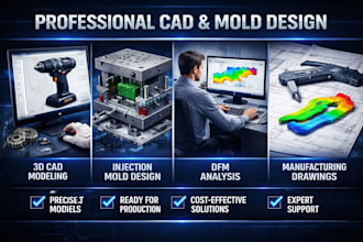 do mechanical design, cad product design, injection mold design and dfm analysis