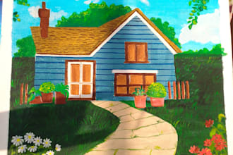 paint a beautiful custom nature with acrylic colors