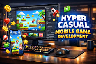 develop a hyper casual mobile game in unity for android and ios