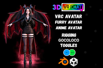 create custom rigged anime vtuber vrchat avatar for streaming, facial expression