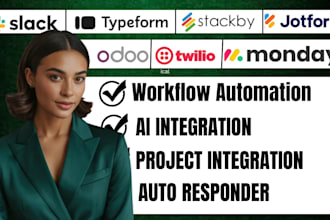 integrate make, zapier n8n with odoo pipedrive  monday slack stackby typeform