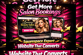 squarespace salon landing page , design and redesign