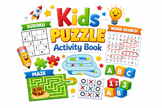 create kids puzzle activity book sudoku maze word search printable