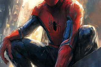 illustrate a superhero comic and marvel character