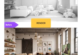 create interior design, 3d visualization, rendering