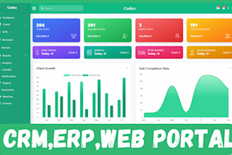develop crm, erp, web portal, admin dashabord or saas