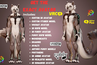 do 3d furry vtuber model, nsfw vrchat avatar, vrc animaze model, vseeface setup
