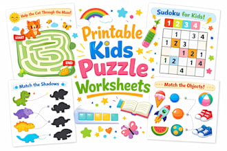 design printable kids puzzle worksheets brain games activity sheets