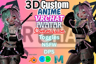 do custom vrchat avatar, vrc avatar, vr character, nsfw, 3d anime, furry avatar