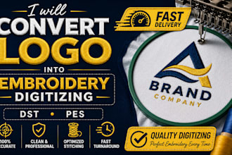 convert logo into embroidery digitizing for patches t shirts and hoodies