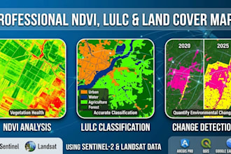 create professional ndvi, lulc, and land cover maps using satellite image