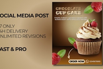 design attractive bakery, cupcake or food social media post
