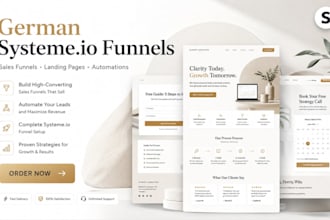 build german systeme io sales funnel, landing page and email automation