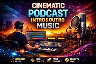compose cinematic podcast intro and outro music that sounds professional