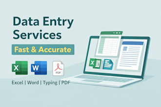 do data entry, typing work in excel or word