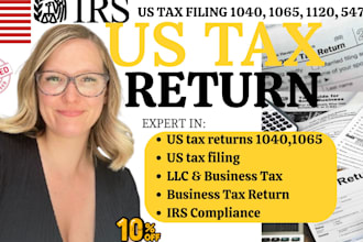 do US tax filing, US tax returns 1040, 1120s, 1065 as a licensed CPA