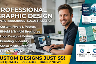 do any custom graphic design, flyer, brochure, and logo editing