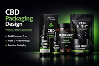 create premium cbd, wellness packaging, supplement label and packaging design