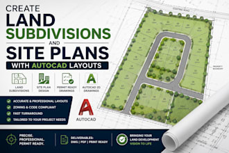 create land subdivisions and site plans with autocad layouts