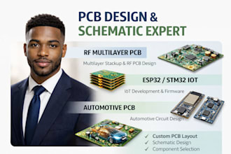 do pcb design, schematic, rf multilayer pcb, iot  esp32 stm32 and automotive pcb
