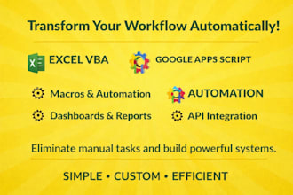 do excel vba macros, google sheets, apps script automation and workflow formulas
