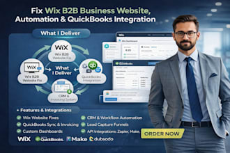 setup wix automation, crm workflows and quickbooks integration, ai chatbot